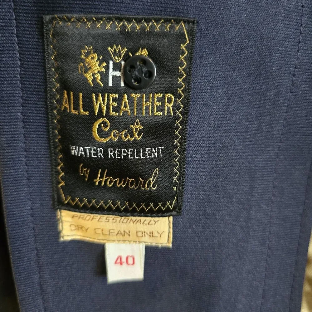 Howard All Weather Coat Water Repellent Size 40